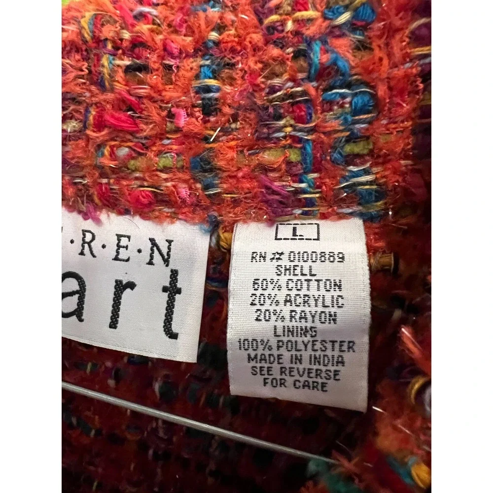 Keren Hart Vintage‎ Jacket Women's Size Large Colorful Art Yarn Glitter